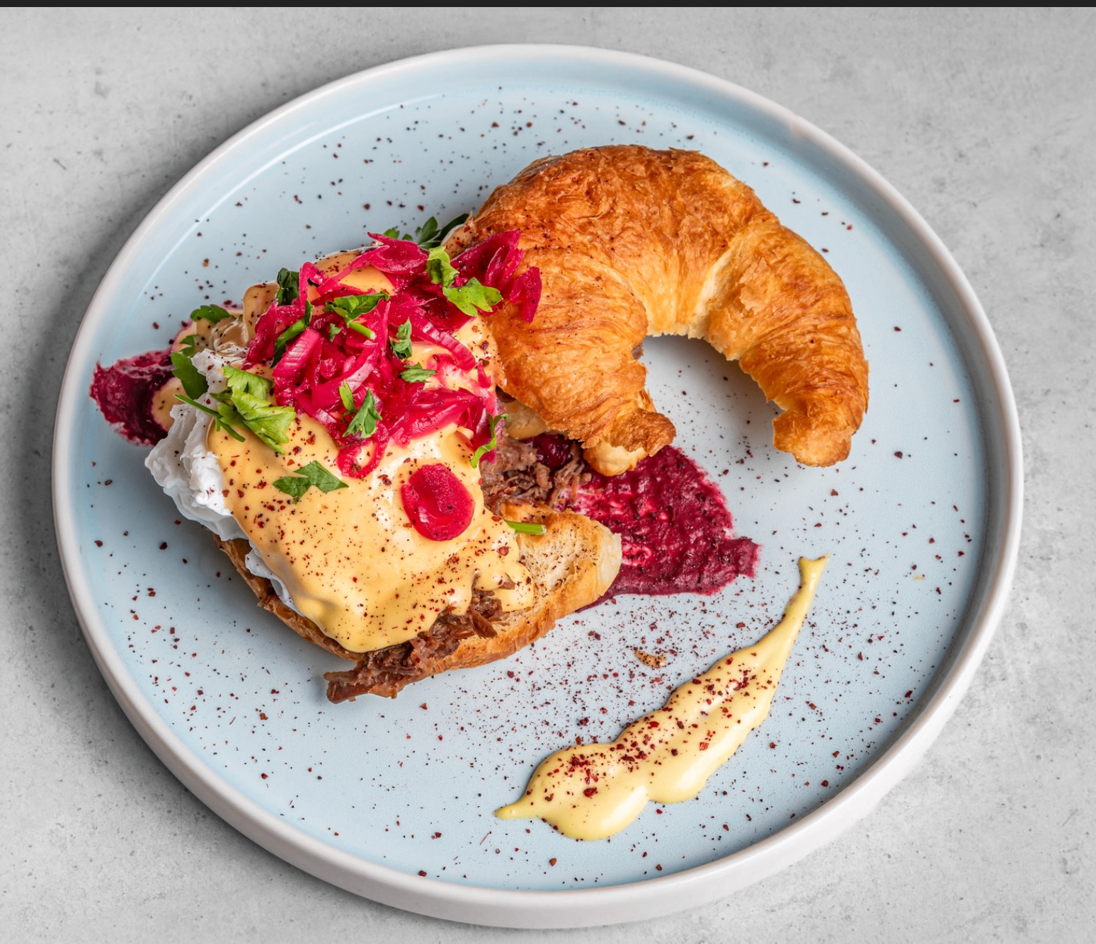 Beef Benny on croissant with hollandaise